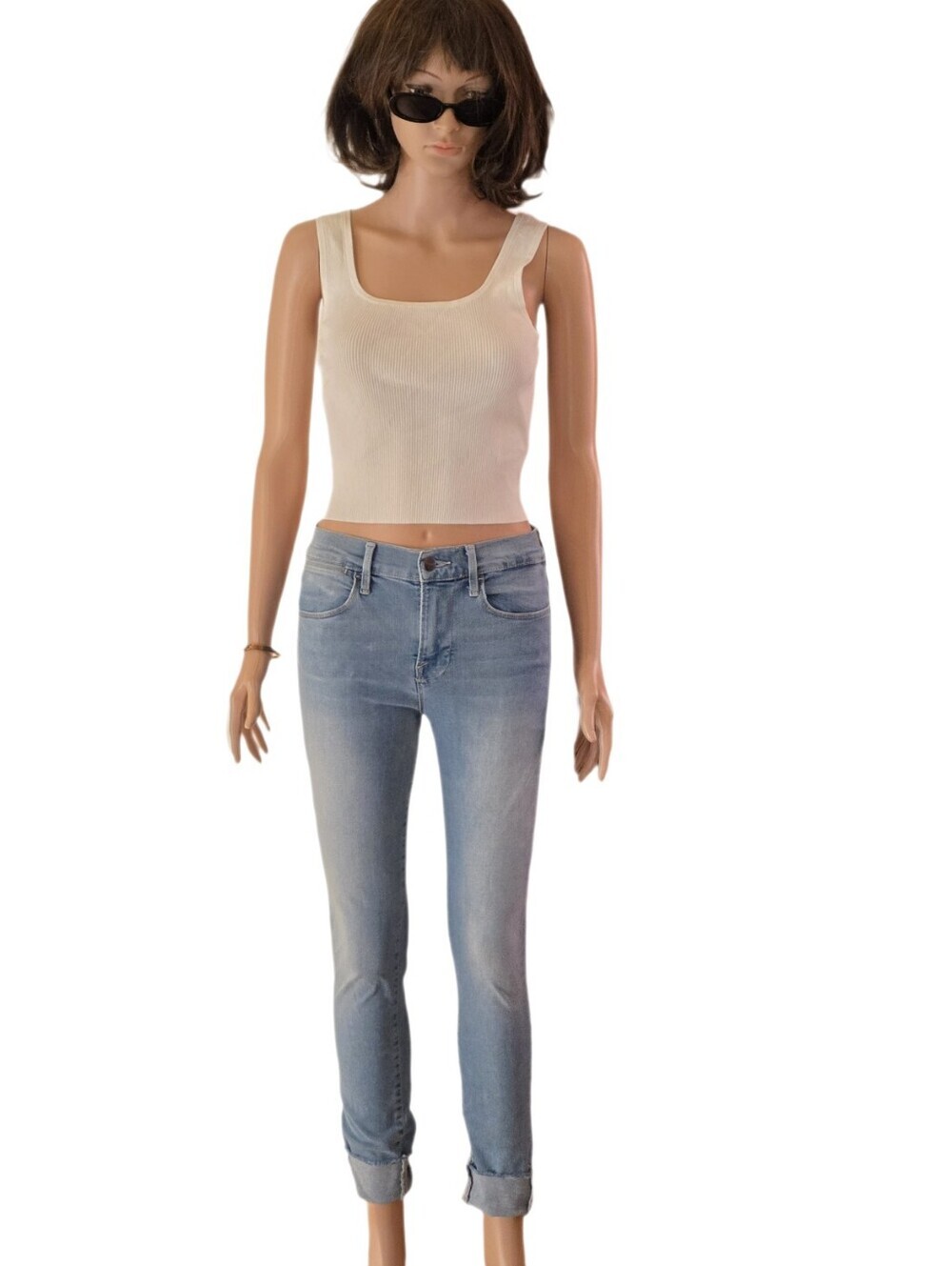 FRAME Le High Skinny Raw Hem Jeans Light Wash Size 26 EUC